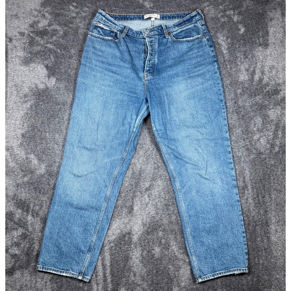 Abercrombie & Fitch Curve Love The Dad High Rise Jeans Size 32 14S Button Fly
